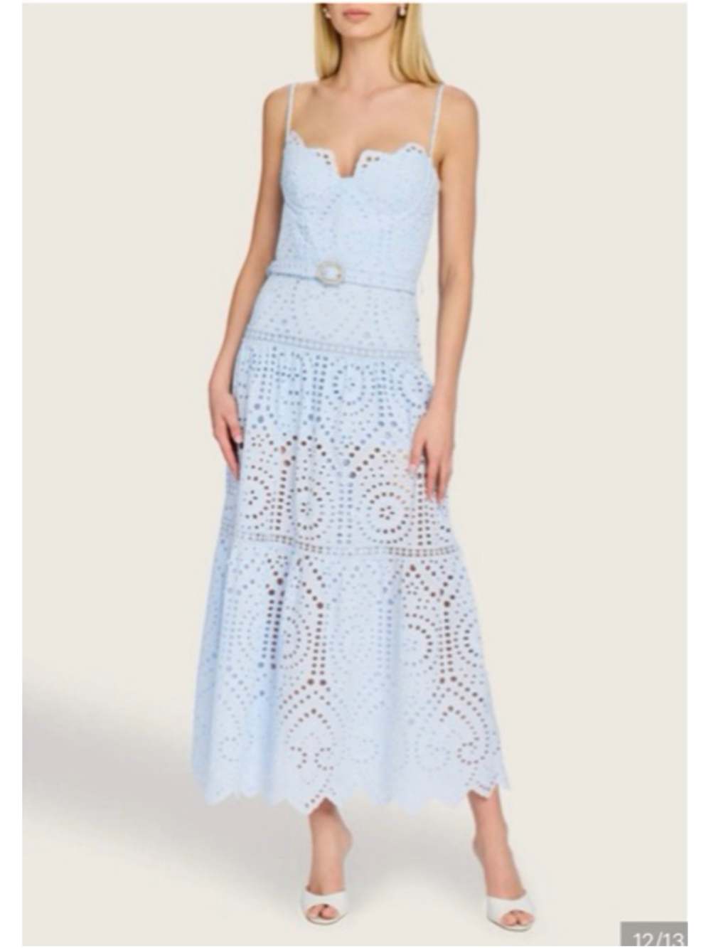 Women's Generation Love Light Blue Eyelet Maxi Dress with Belt Size 6